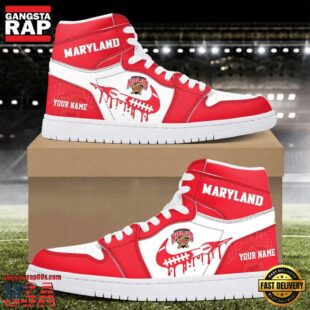 NCAA Maryland Terrapins Grunge Style Custom Air Jordan 1 Shoes