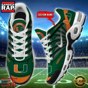 NCAA Miami Hurricanes Sport Football Logo Custom Air Max Plus Shoes