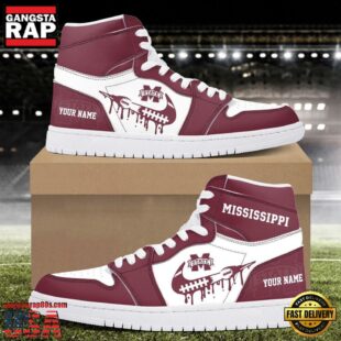 NCAA Mississippi State Bulldogs Grunge Style Custom Air Jordan 1 Shoes