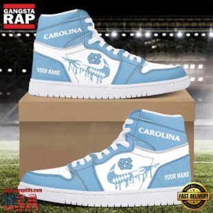 NCAA North Carolina Tar Heels Grunge Style Custom Air Jordan 1 Shoes