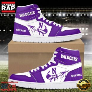 NCAA Northwestern Wildcats Grunge Style Custom Air Jordan 1 Shoes