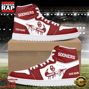 NCAA Oklahoma Sooners Grunge Style Custom Air Jordan 1 Shoes