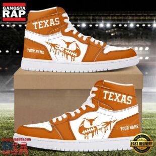 NCAA Texas Longhorns Grunge Style Custom Air Jordan 1 Shoes