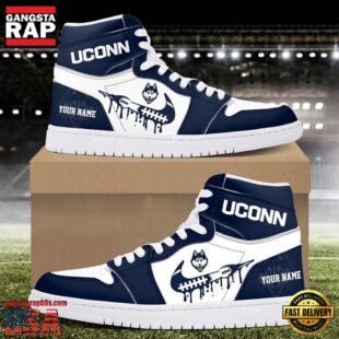 NCAA Uconn Huskies Grunge Style Custom Air Jordan 1 Shoes