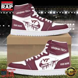 NCAA Virginia Tech Hokies Grunge Style Custom Air Jordan 1 Shoes