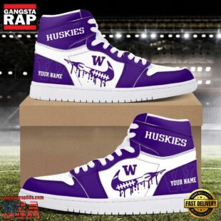 NCAA Washington Huskies Grunge Style Custom Air Jordan 1 Shoes