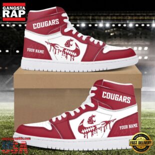 NCAA Washington State Cougars Grunge Style Custom Air Jordan 1 Shoes