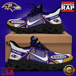 NFL Baltimore Ravens Blue White Stripes Logo Custom Clunky Max Soul Shoes