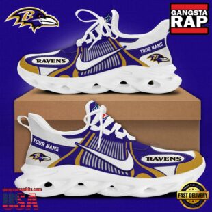 NFL Baltimore Ravens Blue White Stripes Logo Custom Clunky Max Soul Shoes