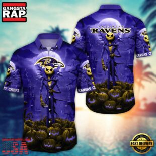 NFL Baltimore Ravens Halloween Jack Hawaiian Shirt