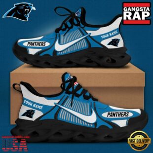 NFL Carolina Panthers Blue White Stripes Logo Custom Clunky Max Soul Shoes