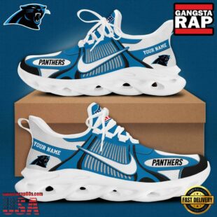 NFL Carolina Panthers Blue White Stripes Logo Custom Clunky Max Soul Shoes