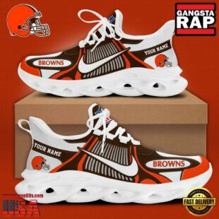 NFL Cleveland Browns Blue White Stripes Logo Custom Clunky Max Soul Shoes