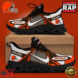 NFL Cleveland Browns Blue White Stripes Logo Custom Clunky Max Soul Shoes