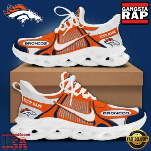 NFL Denver Broncos Blue White Stripes Logo Custom Clunky Max Soul Shoes