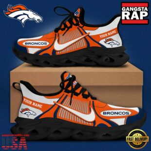 NFL Denver Broncos Blue White Stripes Logo Custom Clunky Max Soul Shoes