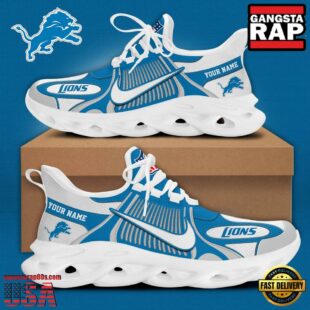 NFL Detroit Lions Positional Villain Blue White Stripes Logo Custom Clunky Max Soul Shoes