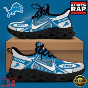 NFL Detroit Lions Positional Villain Blue White Stripes Logo Custom Clunky Max Soul Shoes