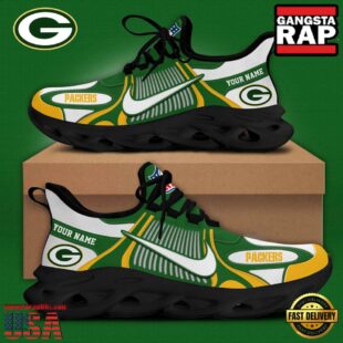 NFL Green Bay Packers Blue White Stripes Logo Custom Clunky Max Soul Shoes