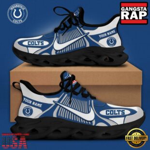 NFL Indianapolis Colts Blue White Stripes Logo Custom Clunky Max Soul Shoes