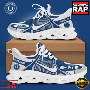 NFL Indianapolis Colts Blue White Stripes Logo Custom Clunky Max Soul Shoes