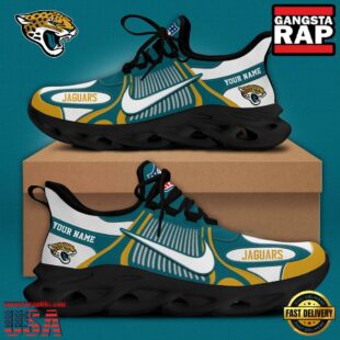 NFL Jacksonville Jaguars Blue White Stripes Logo Custom Clunky Max Soul Shoes