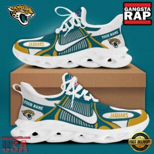 NFL Jacksonville Jaguars Blue White Stripes Logo Custom Clunky Max Soul Shoes