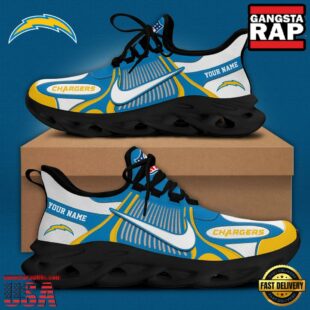 NFL Los Angeles Chargers Blue White Stripes Logo Custom Clunky Max Soul Shoes