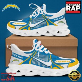 NFL Los Angeles Chargers Blue White Stripes Logo Custom Clunky Max Soul Shoes