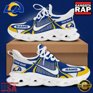 NFL Los Angeles Rams Blue White Stripes Logo Custom Clunky Max Soul Shoes