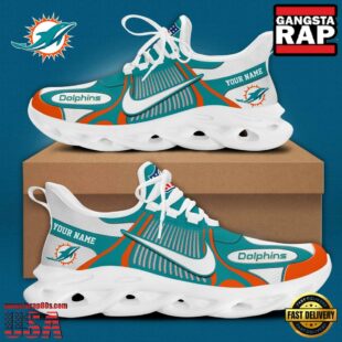 NFL Miami Dolphins Blue White Stripes Logo Custom Max Soul Shoes