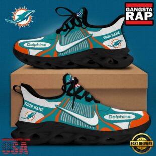 NFL Miami Dolphins Blue White Stripes Logo Custom Max Soul Shoes