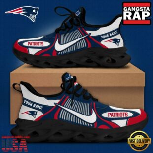 NFL New England Patriots Blue White Stripes Logo Custom Clunky Max Soul Shoes