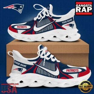 NFL New England Patriots Blue White Stripes Logo Custom Clunky Max Soul Shoes