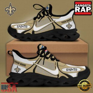 NFL New Orleans Saints Blue White Stripes Logo Custom Clunky Max Soul Shoes