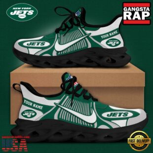 NFL New York Jets Blue White Stripes Logo Custom Clunky Max Soul Shoes