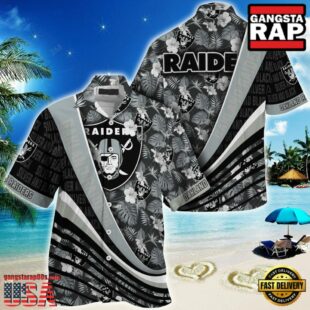 NFL Oakland Raiders Summer Hawaii Shirt With Tropical Flower Pattern