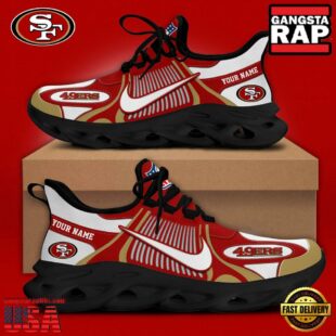 NFL San Francisco 49ers Blue White Stripes Logo Custom Clunky Max Soul Shoes