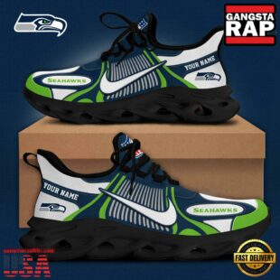 NFL Seattle Seahawks Blue White Stripes Logo Custom Clunky Max Soul Shoes