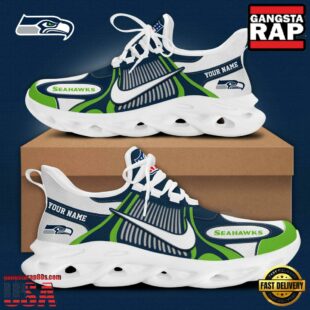 NFL Seattle Seahawks Blue White Stripes Logo Custom Clunky Max Soul Shoes