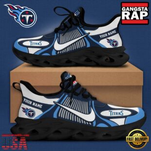 NFL Tennessee Titans Blue White Stripes Logo Custom Clunky Max Soul Shoes