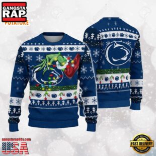 Penn State Nittany Lions Merry Christmas Grinch Hand NCAA Ugly Christmas Sweater