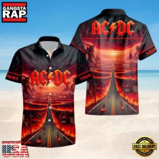 Personalized ACDC Rock Band Highway to Hell Inferno Hawaiian Shirt