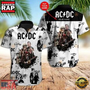 Personalized ACDC Rock Band Signature Hawaiian Shirt