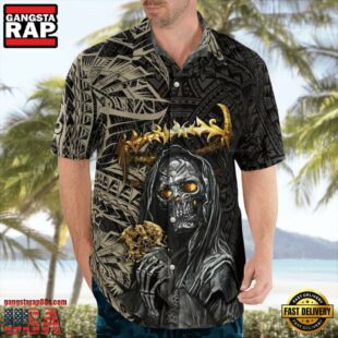 Queen Band Skull Hold Style Short-Sleeve Hawaiian Shirt