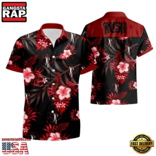 Rush Rock Band Red Hibiscus Hawaiian Shirt