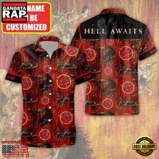 Slayer Music Band Hell Awaits Pentagram 3D Print Hawaiian Shirt