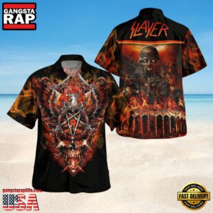 Slayer Music Band Inferno Eagle 3D Print Hawaiian Shirt