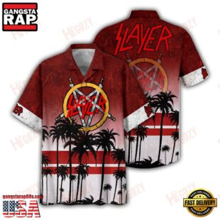 Slayer Music Band Palm Paradise 3D Print Hawaiian Shirt