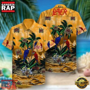 Slayer Music Band Parrot Paradise 3D Print Hawaiian Shirt